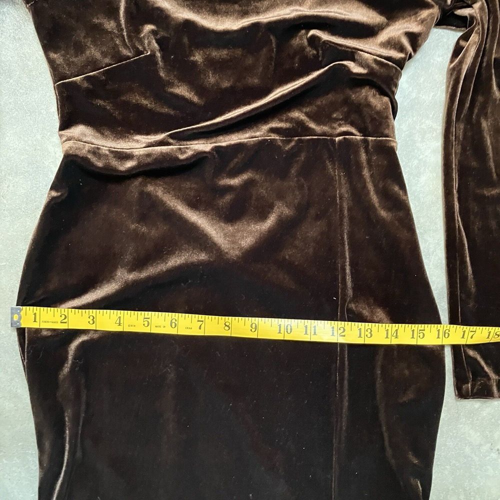BHLDN Dress Womens Small Brown Bella Long-sleeve Scoop-neck Side-slit - Picture 3 of 9